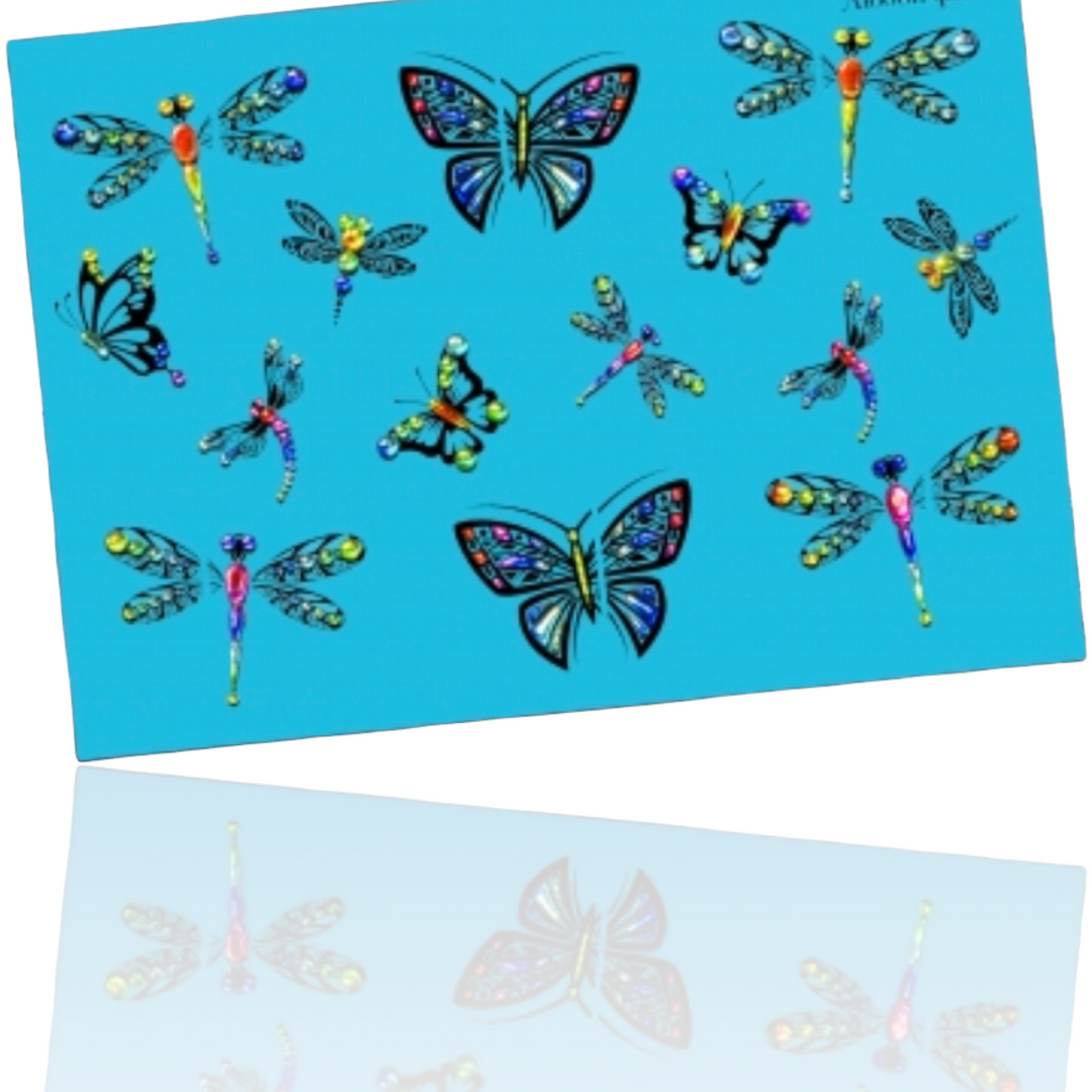 Nail Art Slider mit Strasssteinchen „Schmetterlinge“